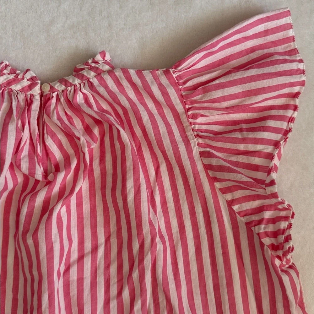 {Anthro} Birds of Paradis by Trovata | Carla Stripe High Neck Ruffle Top $248 S - Picture 13 of 16